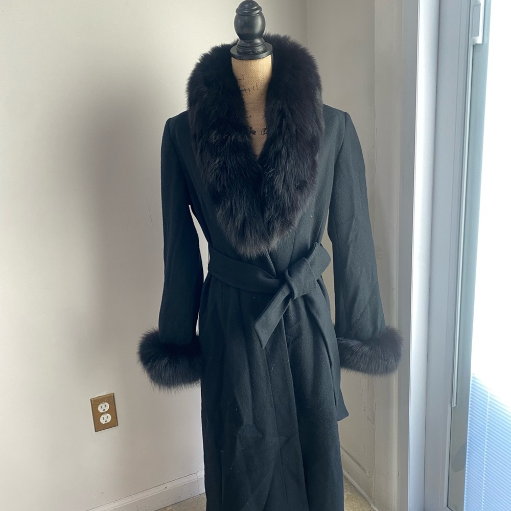 Black wool coat (Blue Fox collar/sleeves)
